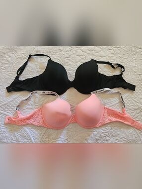 Victoria's Secret Black & Pink Molded T-Shirt Bras - Pack of 2 34D